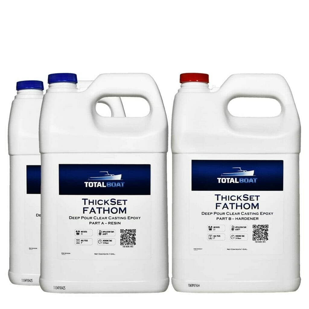 Three gallons of TotalBoat Thickset lubricant.