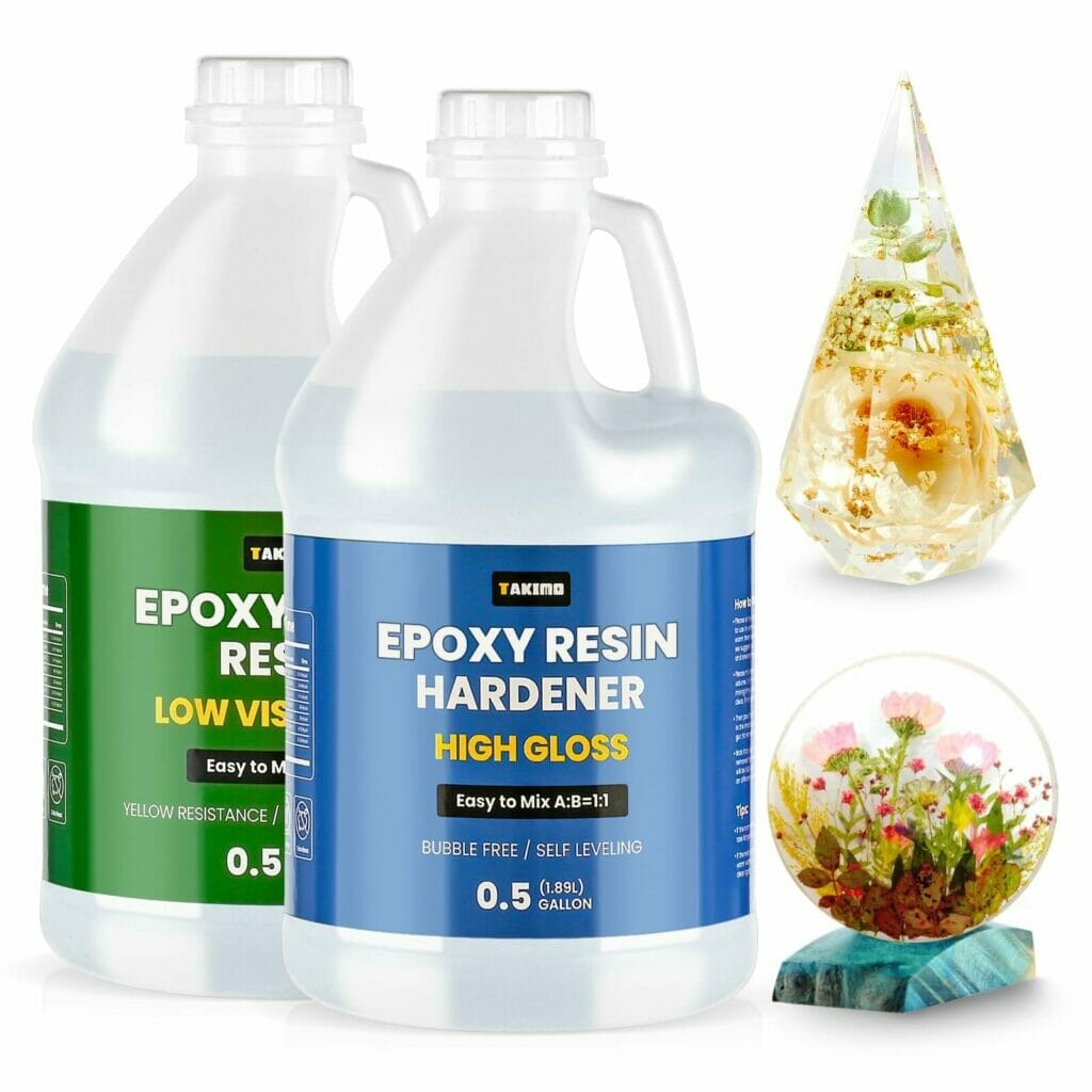 Review of a bottle of epoxy resin hardener from Takimo.