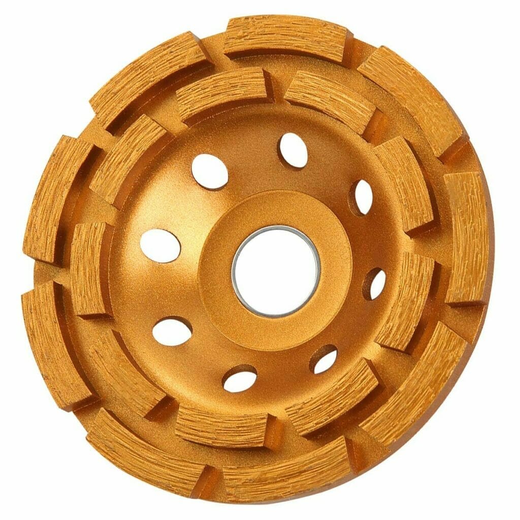 A KSEIBI gold grinding wheel on a white background.