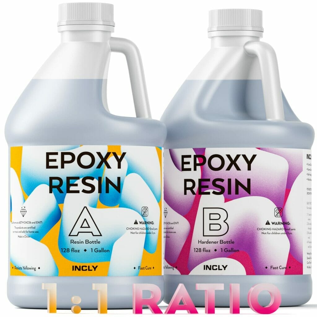 Two bottles of Crystal Clear epoxy resin on a white background.