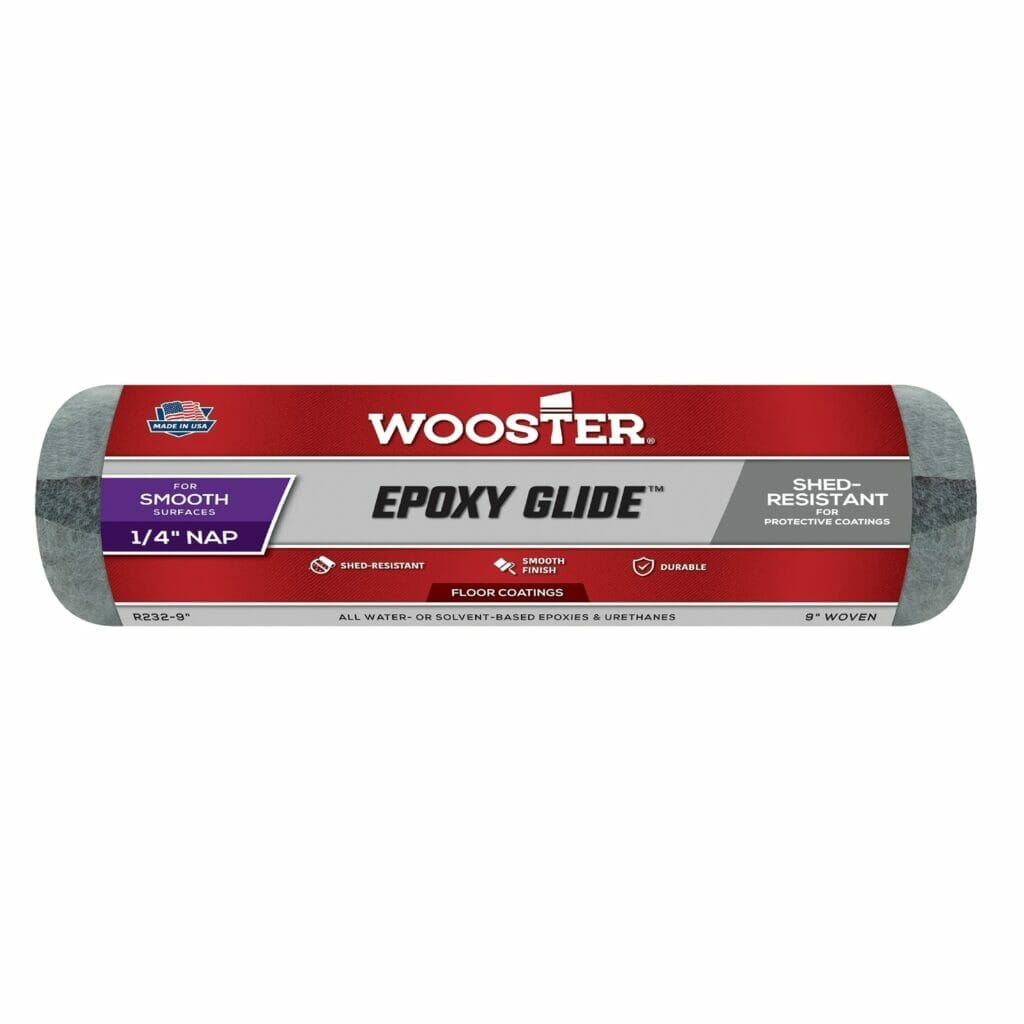Wooster's Epoxy Glide Roller Cover is shown on a white background.
