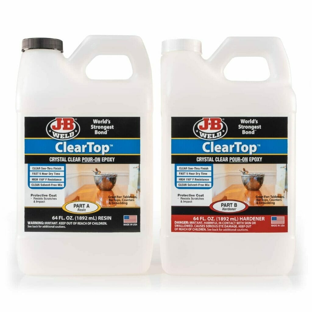 Two bottles of Cleartop Tabletop Epoxy Resin on a white background.