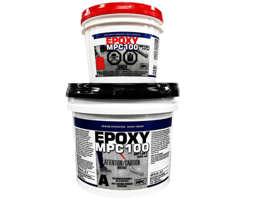 Two buckets of efoxy msp10000 and efoxy msp10000 with Protective Coatings.