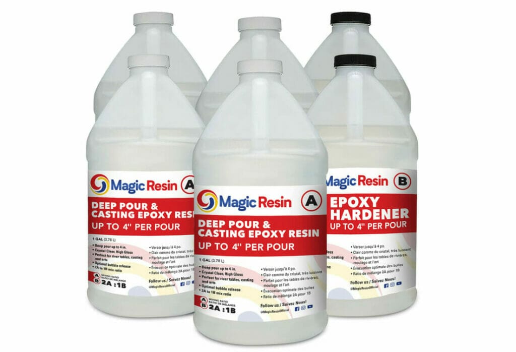 This review is for four bottles of magic foam cleaner that works wonders on surfaces coated with magic resin or 4" deep pour epoxy.