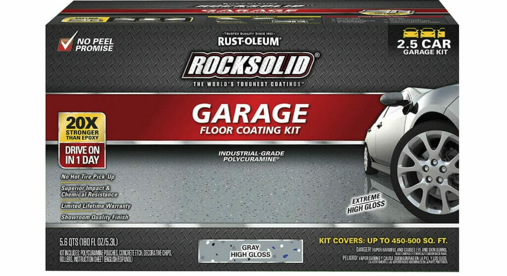 Rust-Oleum Rocksolid garage floor coating kit.