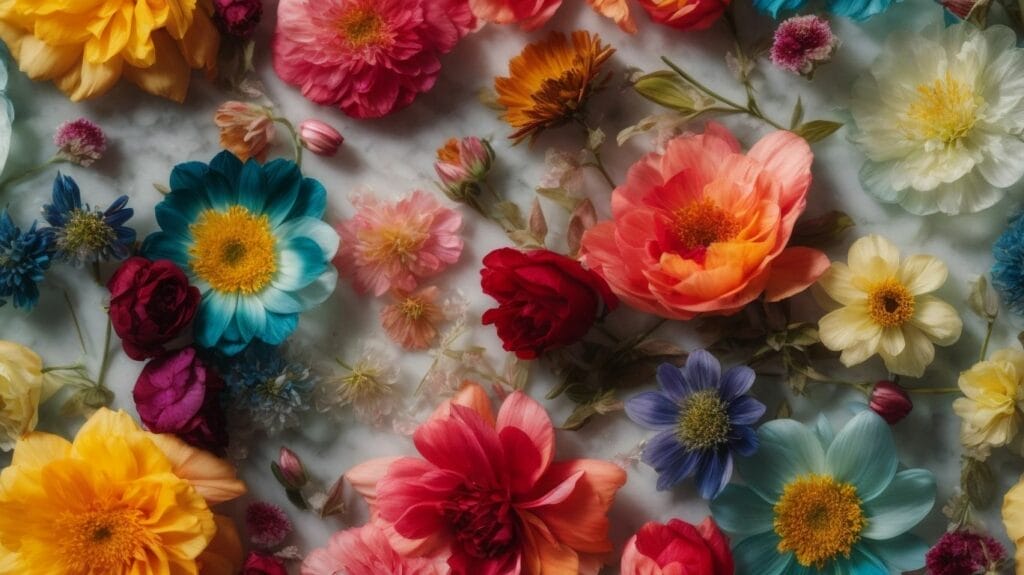 Colorful flowers on a white background.