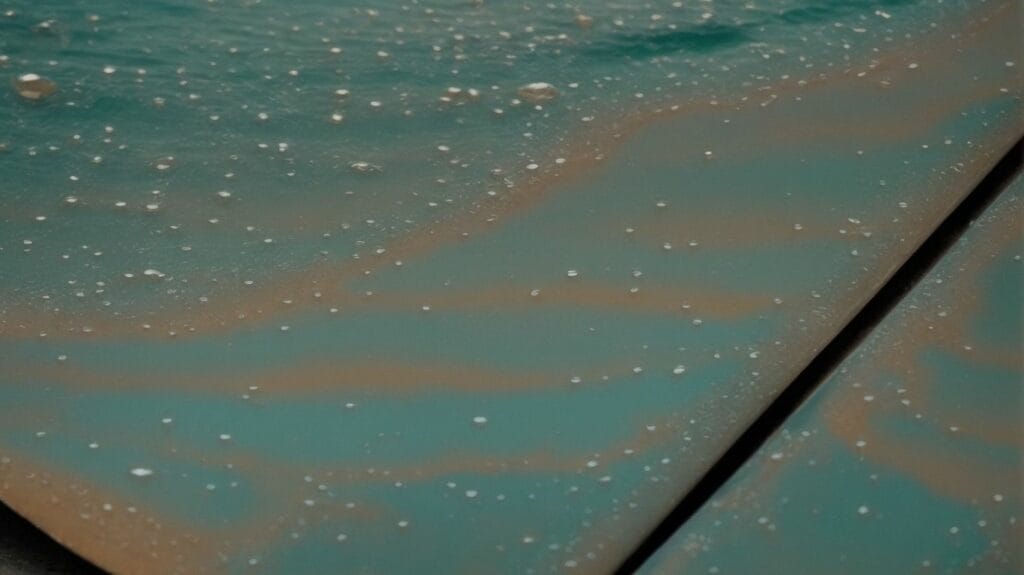 A close up of a blue and green epoxy liquid.