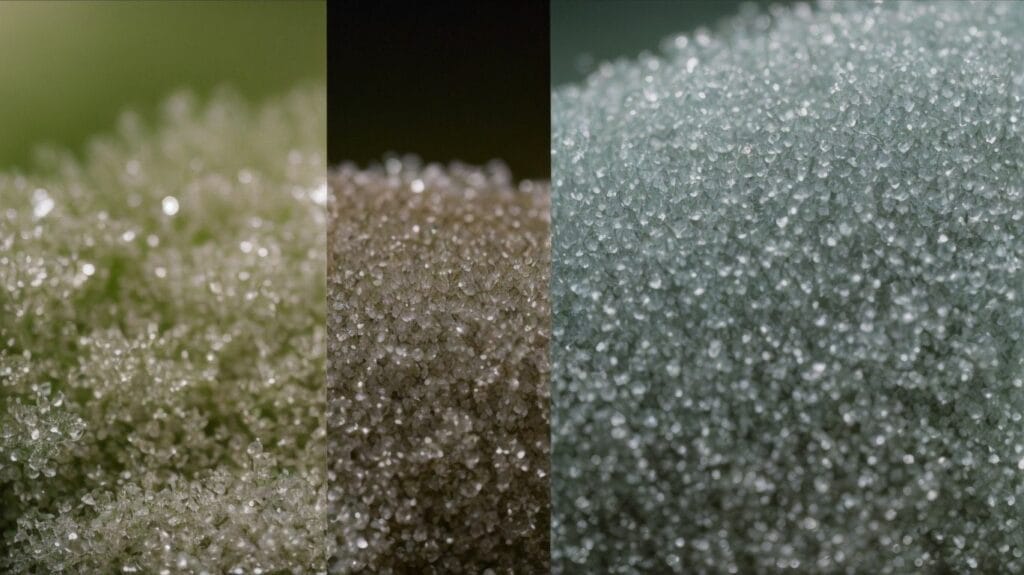 A close up of a flower with epoxy resin droplets.