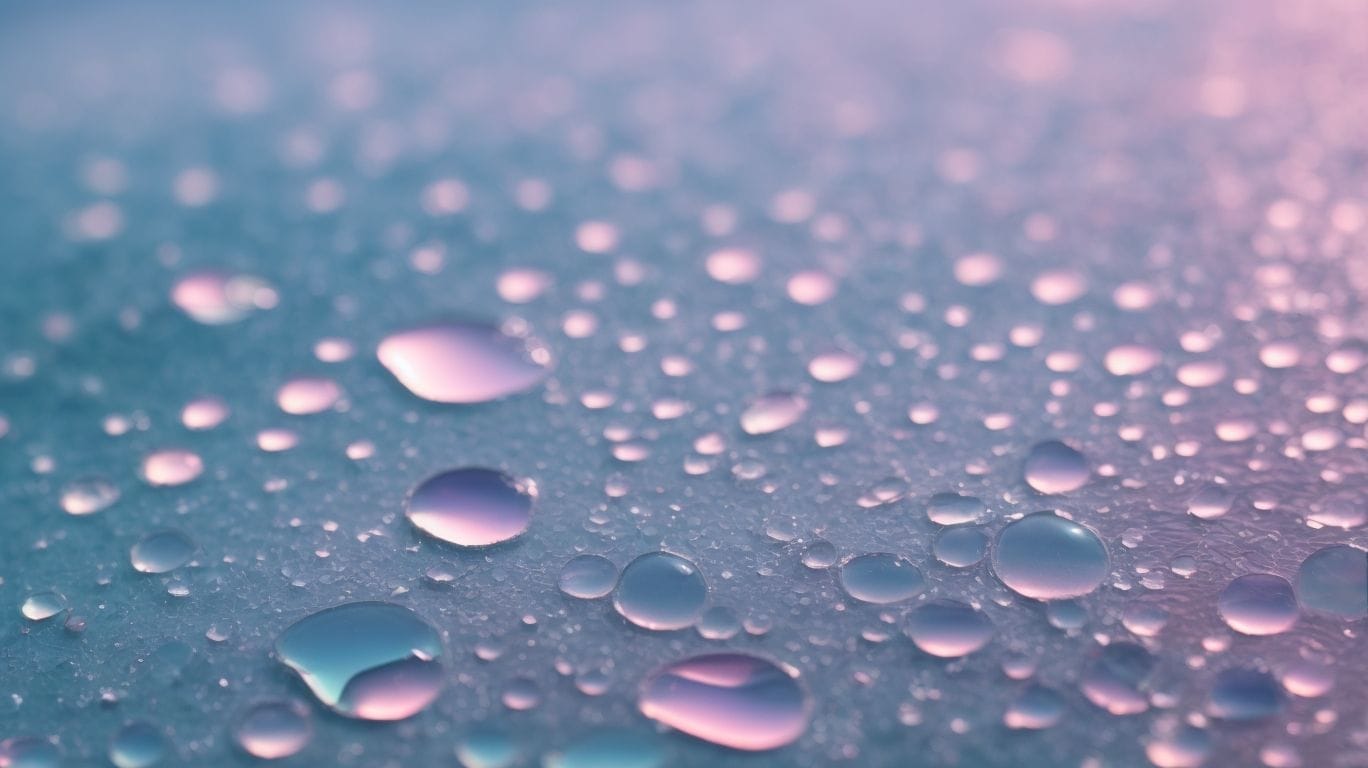 A close up of water droplets on a Last surface.