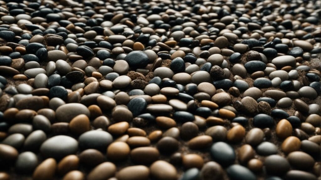 Epoxy stone flooring with pebbles on a wooden floor.